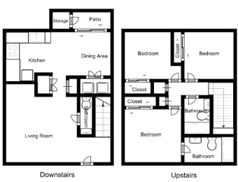  Floor Plan Three Bedroom Townhome A