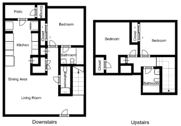  Floor Plan Three Bedroom Townhome B