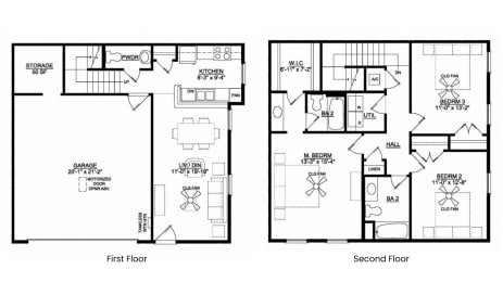 floor plan of the first and second floors of a house