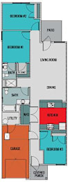 A floor plan of a house with labeled rooms such as Bedroom #1, Living Room, Kitchen, and Dining.