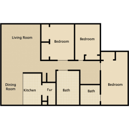  Floor Plan 3 BR 1.5 B