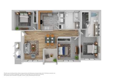 A floor plan of a house with a kitchen, living room, and bathrooms.