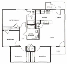  Floor Plan Mision del Valle 4 Bedroom Apartment