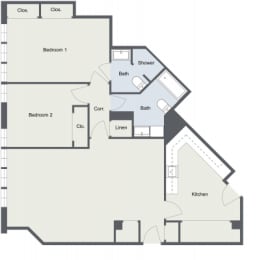  Floor Plan 2 Bedroom 2 Bath