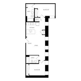 B11 Floor Plan at Residences at Delmar Divine, St. Louis, 63112