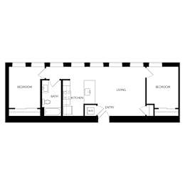 B2 Floor Plan at Residences at Delmar Divine, St. Louis, MO, 63112