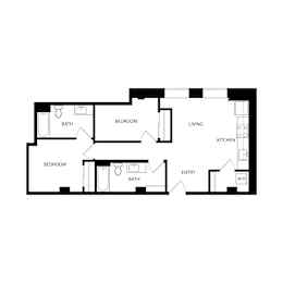 B3 Floor Plan at Residences at Delmar Divine, St. Louis, MO