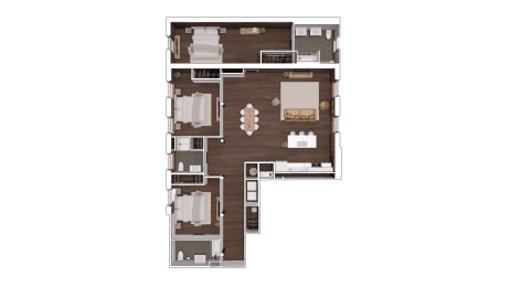 B3.2 Floor Plan at The Mill at Prattville, Alabama, 36067