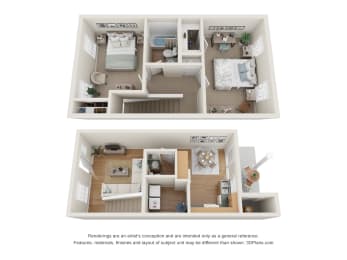  Floor Plan 2 Bedroom Townhome
