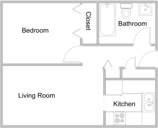  Floor Plan 1 BR 1 B