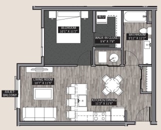  Floor Plan Central Park II: 1 Bedroom (A2)