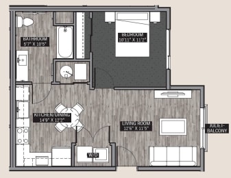  Floor Plan Central Park II: 1 Bedroom (A1 Type A)