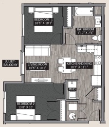 Floor Plan Central Park II: 2 Bedroom (B1 Type A)