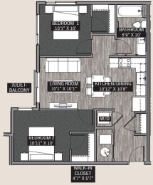  Floor Plan Central Park II: 2 Bedroom (B1)