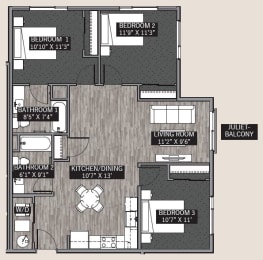  Floor Plan Central Park II: 3 Bedroom (C4)