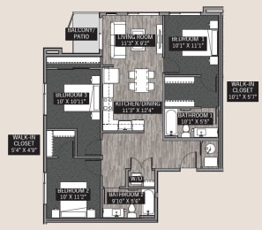  Floor Plan Central Park II: 3 Bedroom (C1)