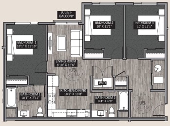  Floor Plan Central Park II: 3 Bedroom (C2 Type A)