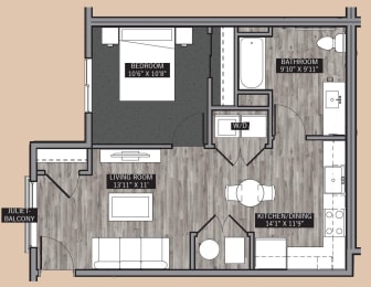  Floor Plan Central Park III: 1 Bedroom (A1 Type A)