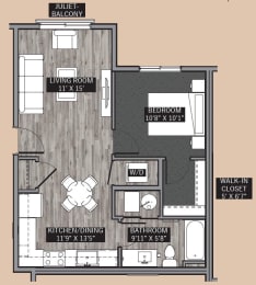  Floor Plan Central Park III: 1 Bedroom (A1)
