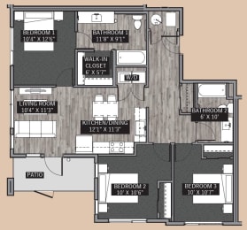  Floor Plan Central Park III: 3 Bedroom (C1 Type A)