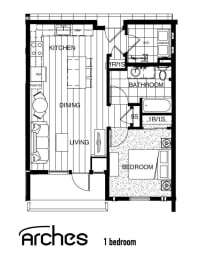  Floor Plan Arches | 1 Bedroom 1 Bath