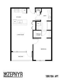 a floor plan of a small house with a bedroom and a living room