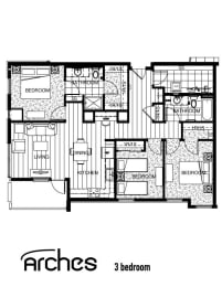 a typical floor plan of a 3 bedroom apartment