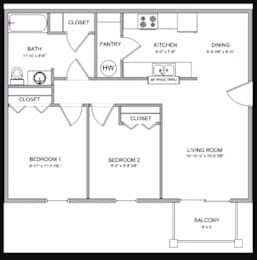 A black and white image of a floor plan for a house.