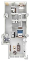 B4 Floor Plan at Parcels at Concourse, Tennessee, 38104