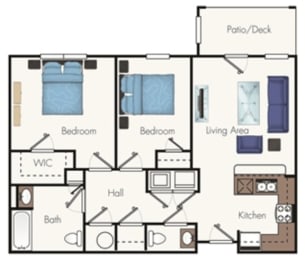 Two bedroom floor plan