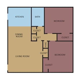 A diagram of a house layout with labeled rooms.