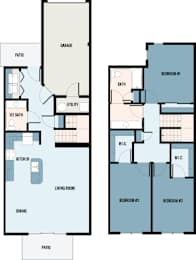 A floor plan of a house with labeled rooms such as Bedroom #1, Bath, Kitchen, Living Room, Dining, Patio, Garage, and Utility.