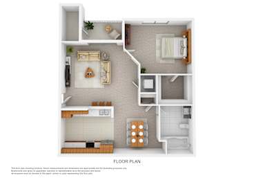 a stylized floor plan of a 1 bedroom floor plan