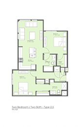 the floor plan of two bedrooms and two baths