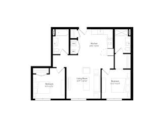 Two-bedroom, two-bath floor plan