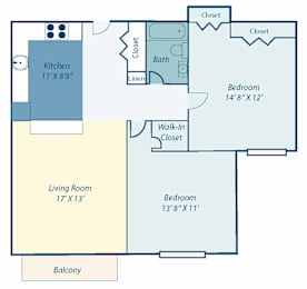 a floor plan of a house with a bedroom and a living room