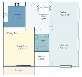 a blueprint of a floor plan of a living room and a dining room