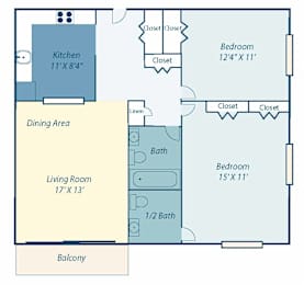 a floor plan of a house with a living room and a dining room