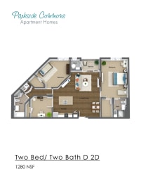 1280 SQ FT 2X2