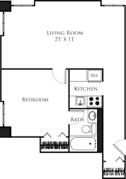 One bedroom floor plan image
