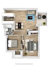 floor plan of a renovated 2 bedroom apartment at babcock tower