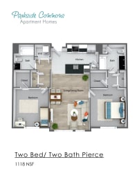  Floor Plan Two Bedroom Two Bath Building 2