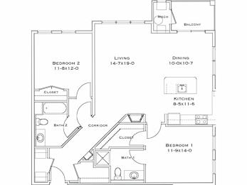 A black and white image of a house floor plan.