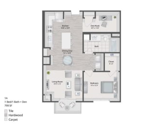  Floor Plan 1 Bedroom with Den