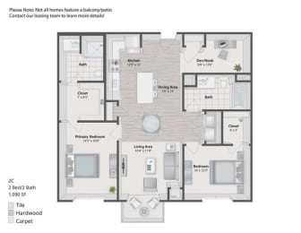  Floor Plan 2 Bedroom with Den