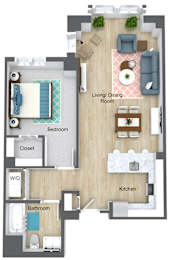 2 Bedroom floor plan- Munroe Place in Quincy, MA