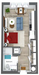Studio 1 Bath 360 Sq.Ft. Studio Floor Plan at Union 346, Somerville, MA