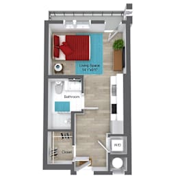 Studio 1 Bath 397 Sq.Ft. NEW Studio Floor Plan at Union 346, Somerville