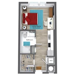 Studio 1 Bath 397 Sq.Ft. NEW Studio Floor Plan at Union 346, Somerville, Massachusetts, 02143