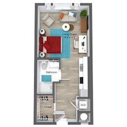 Studio 1 Bath 397 Sq.Ft. NEW Studio Floor Plan at Union 346, Somerville, 02143